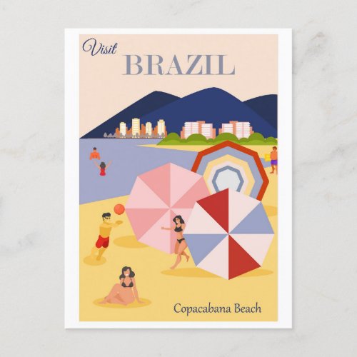 Vintage Rio de Janeiro Brazil Copacabana Beach Postcard