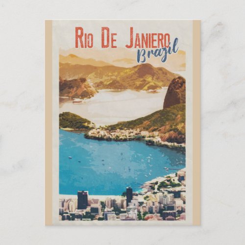 Vintage Rio de Janeiro Brazil Retro Travel Postcard