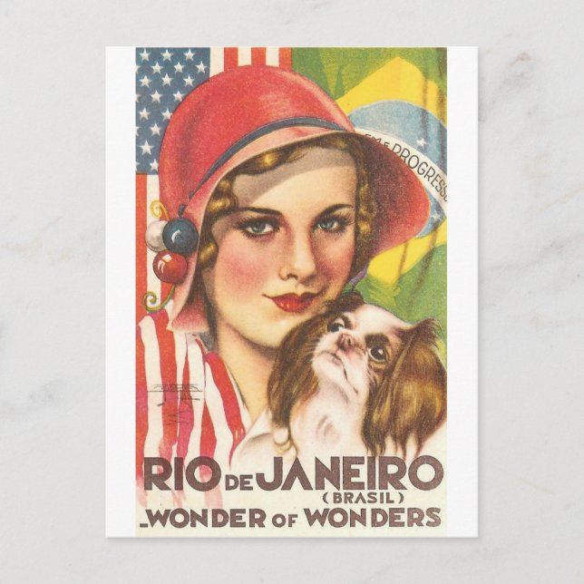 Vintage Rio de Janeiro Tourism Poster Postcard (Front)