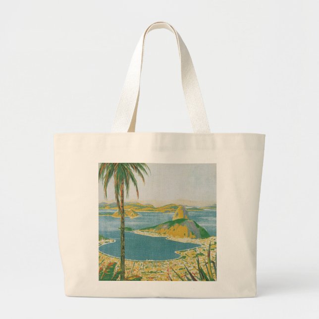 Vintage Rio Image Large Tote Bag (Front)