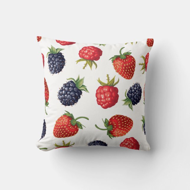 Vintage ripe berries pattern throw pillow (Front)
