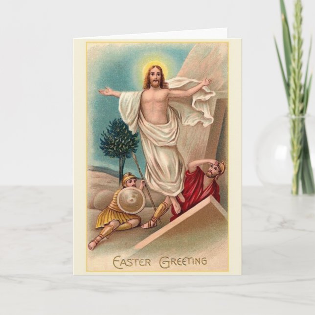 Vintage Risen Jesus Easter Greeting Card (Front)
