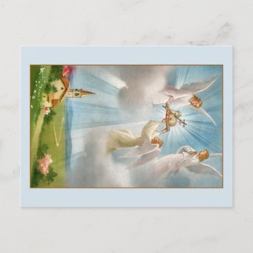 Vintage Risen Lamb of God Angels Easter Postcard