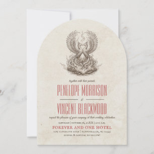 Vintage Rising Phoenixes Love Wedding Invitation