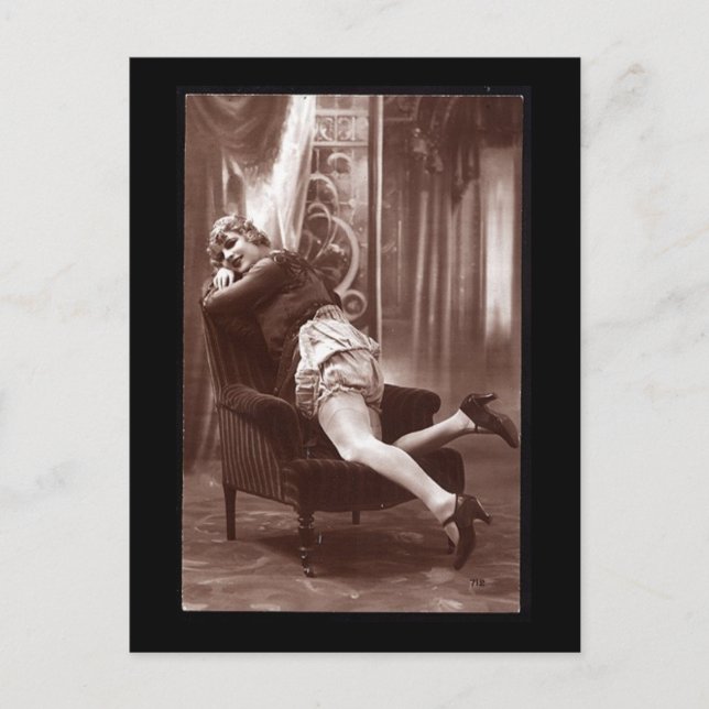 Vintage risque girl photo postcard (Front)