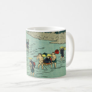 Vintage River Crossing- Japanese Woodblock Coffee Mug