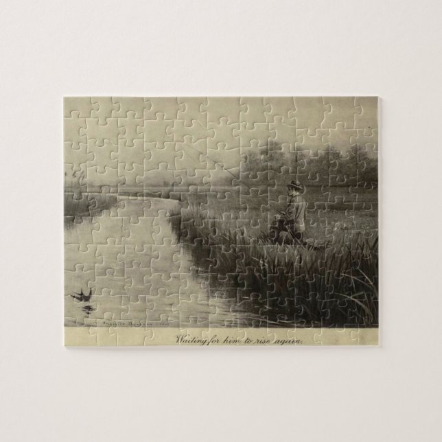 Vintage River Fishing Art Jigsaw Puzzle (Horizontal)