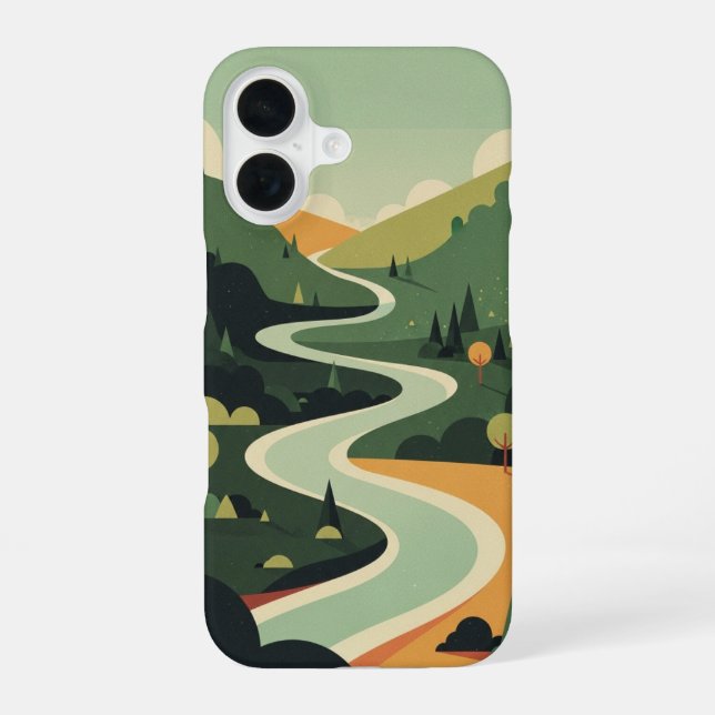 Vintage River in a Green Valley iPhone Case (Back)
