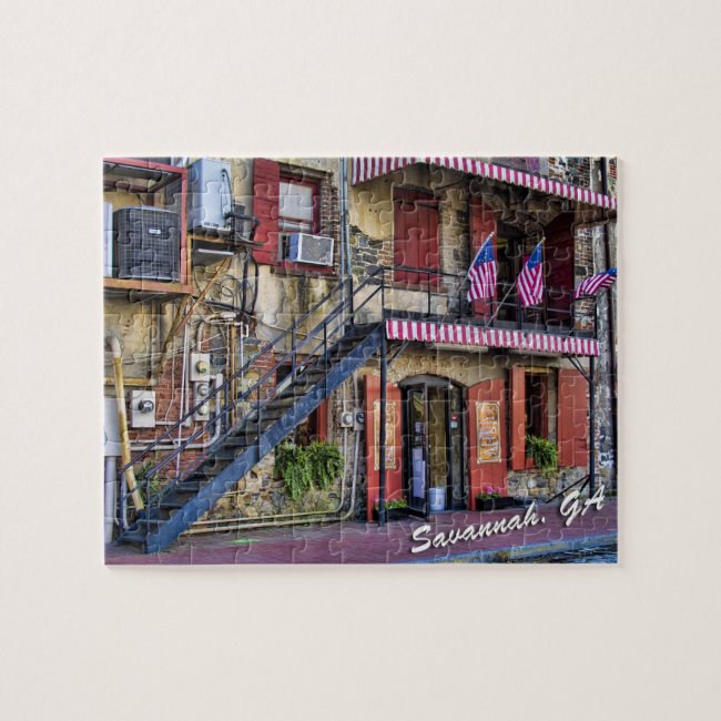 Vintage River Street Savannah Georgia Travel Photo Jigsaw Puzzle