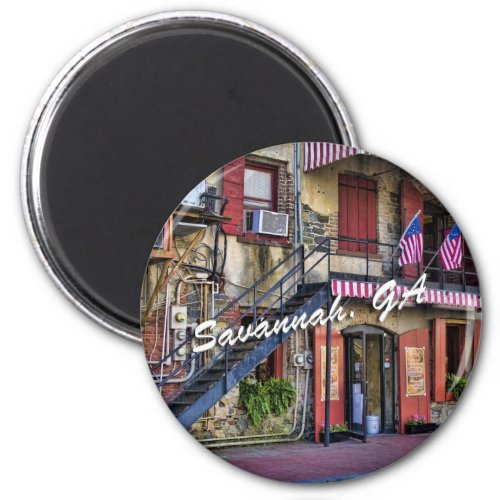 Vintage River Street Savannah Georgia Travel Photo Magnet