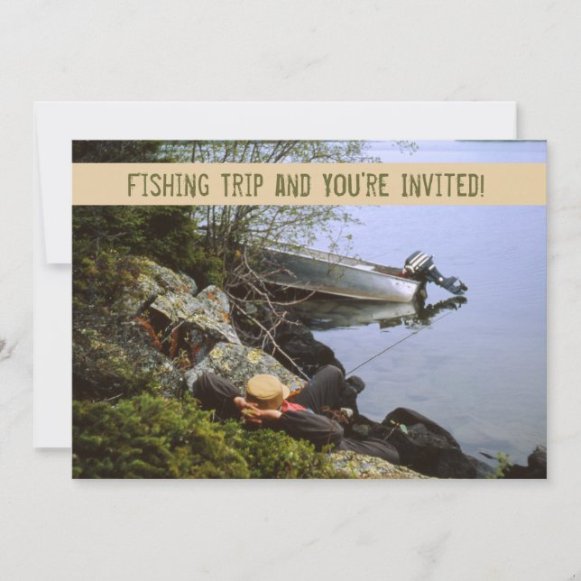 Vintage Riverbank Fishing Trip Invitation (Front)