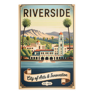 Vintage Riverside California City of Arts Retro Metal Print