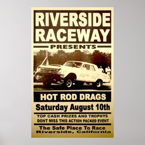 Vintage Riverside Raceway Drag Racing Poster