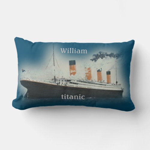 Vintage RMS Titanic Ocean Liner Sea Name Ship Lumbar Pillow