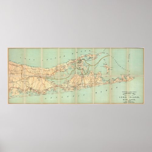 Vintage Road Map of Long Island 1905 Poster