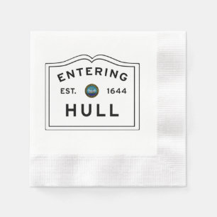 Vintage Road Sign Massachusett - Hull Napkins