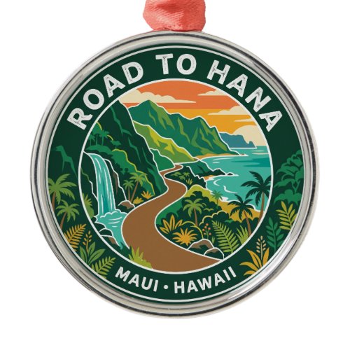 Vintage Road to Hana Hawaii Metal Ornament