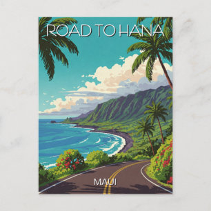 Vintage Road to hana Maui Hawaii Travel Postcard