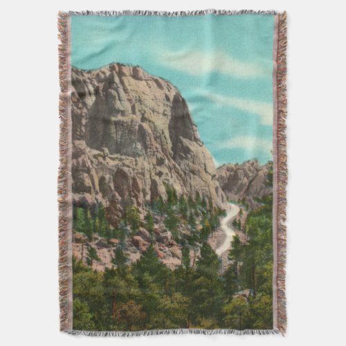 Vintage Road to Mt Rushmore Throw Blanket