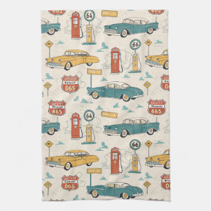 Vintage Road Trip Pattern (1) Kitchen Towel