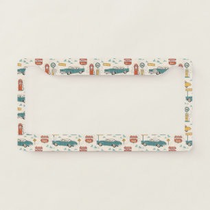 Vintage Road Trip Pattern (1) License Plate Frame