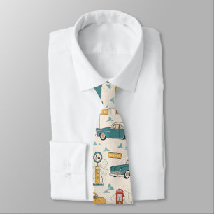Vintage Road Trip Pattern (1) Neck Tie