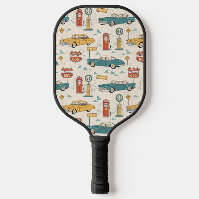 Vintage Road Trip Pattern (1) Pickleball Paddle (Front)