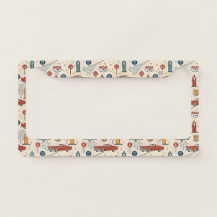 Vintage Road Trip Pattern (2) License Plate Frame
