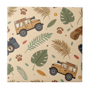 Vintage Road Trip Pattern (3) Ceramic Tile