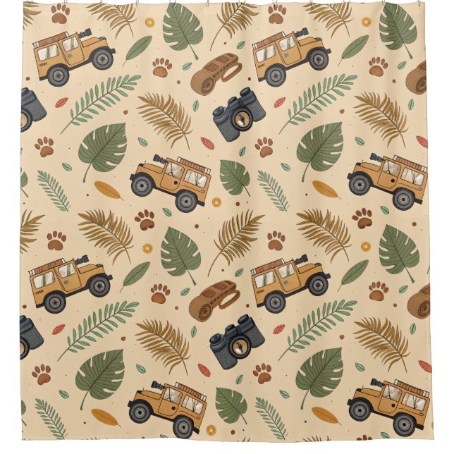 Vintage Road Trip Pattern (3) Shower Curtain (Front)