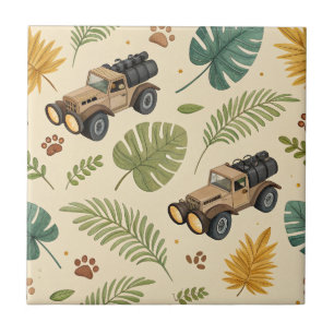 Vintage Road Trip Pattern (4) Ceramic Tile