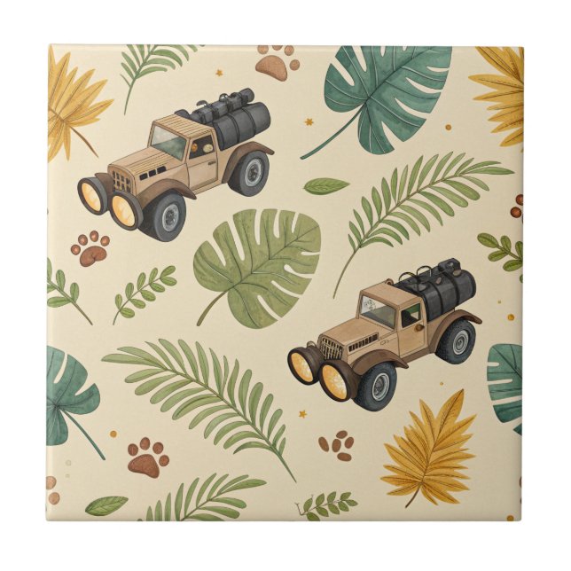 Vintage Road Trip Pattern (4) Ceramic Tile (Front)