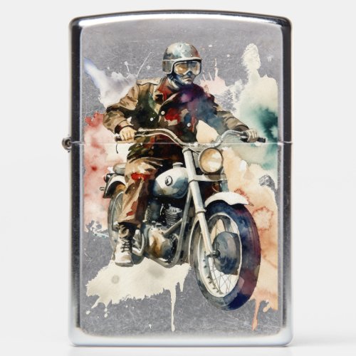 Vintage Road Warrior Watercolor Art Illustration Zippo Lighter