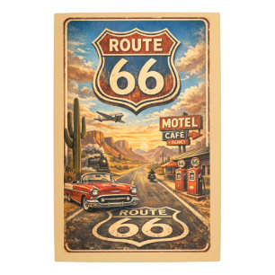 Vintage Roadside Highway Desert Landscape Art