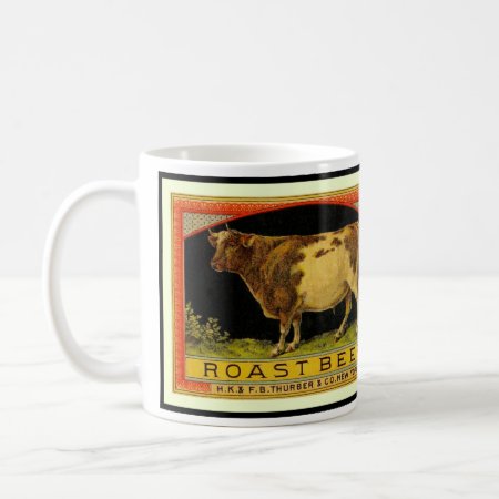 Vintage Roast Beef Cow Label Illustration - Mug
