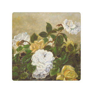 Vintage Robert Duncanson Still Life with Roses Metal Print