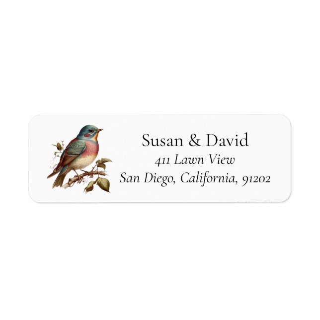 Vintage Robin Bird Personalized Address Label (Front)