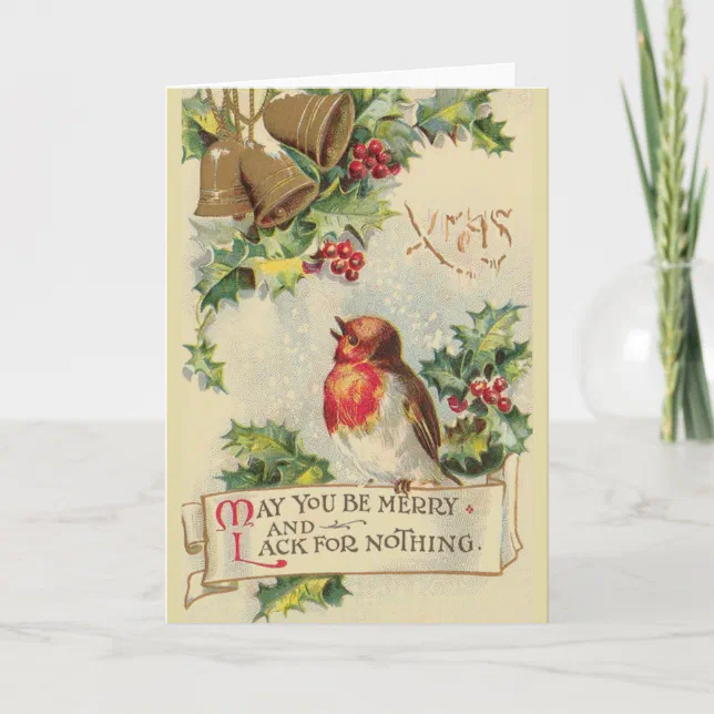 Vintage Robin Christmas Greeting Card | Zazzle