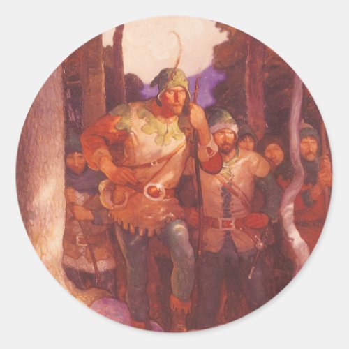 Vintage Robin Hood and His Merry Men by NC Wyeth Classic Round Sticker