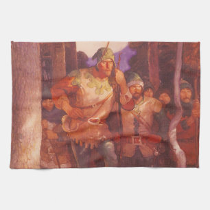 Vintage Robin Hood and His Merry Men by NC Wyeth Kitchen Towel