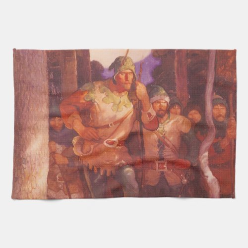 Vintage Robin Hood and His Merry Men by NC Wyeth Kitchen Towel