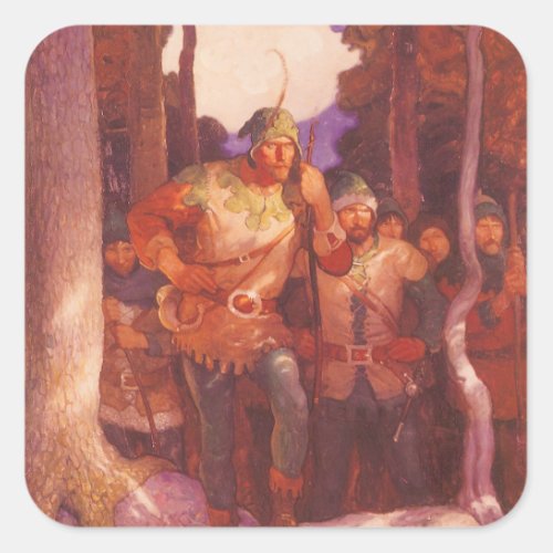 Vintage Robin Hood and His Merry Men by NC Wyeth Square Sticker