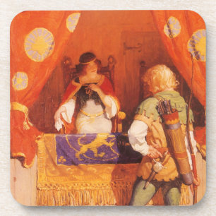 Vintage Robin Hood Meets Maid Marian by NC Wyeth Beverage Coaster