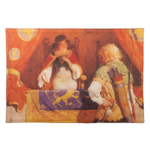 Vintage Robin Hood Meets Maid Marian by NC Wyeth Cloth Placemat