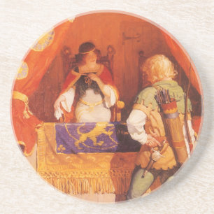 Vintage Robin Hood Meets Maid Marian by NC Wyeth Coaster