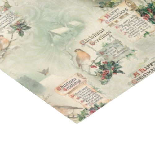 Vintage Robins and Christmas Greetings Tissue Paper