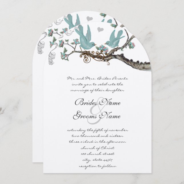 Vintage Robin's Egg Blue Wedding Invitations (Front/Back)