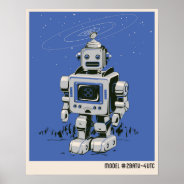 Vintage Robot 2 Blue Poster at Zazzle