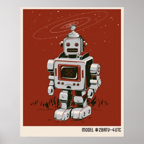 Vintage Robot 2 red Poster