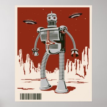 Vintage Robot 3 Red Poster by stevethomas at Zazzle